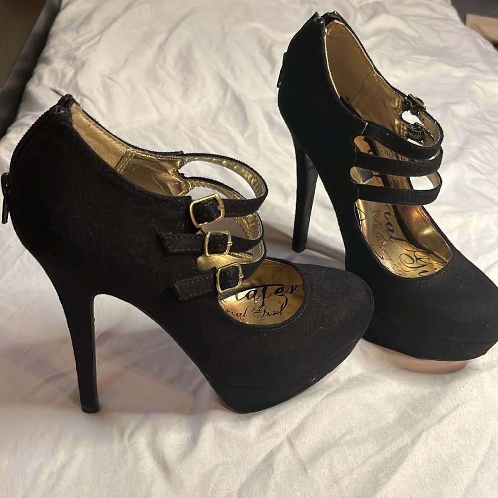 Material Girl Platform 3 Strap MaryJane Heels
